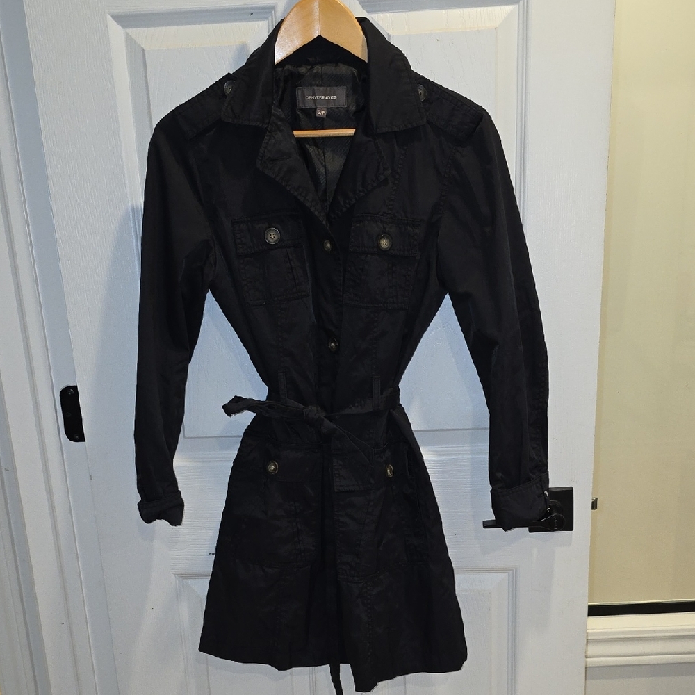 EUC Denver Hayes Black Women's Trench Coat Worn Once